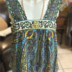 Free People Multicolor Paisley Tank Top